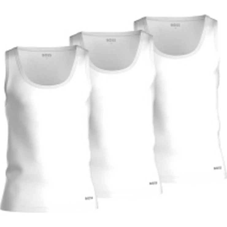 Hugo Boss Canotte Regular Fit in Cotone - Confezione da 3, Bianco, M