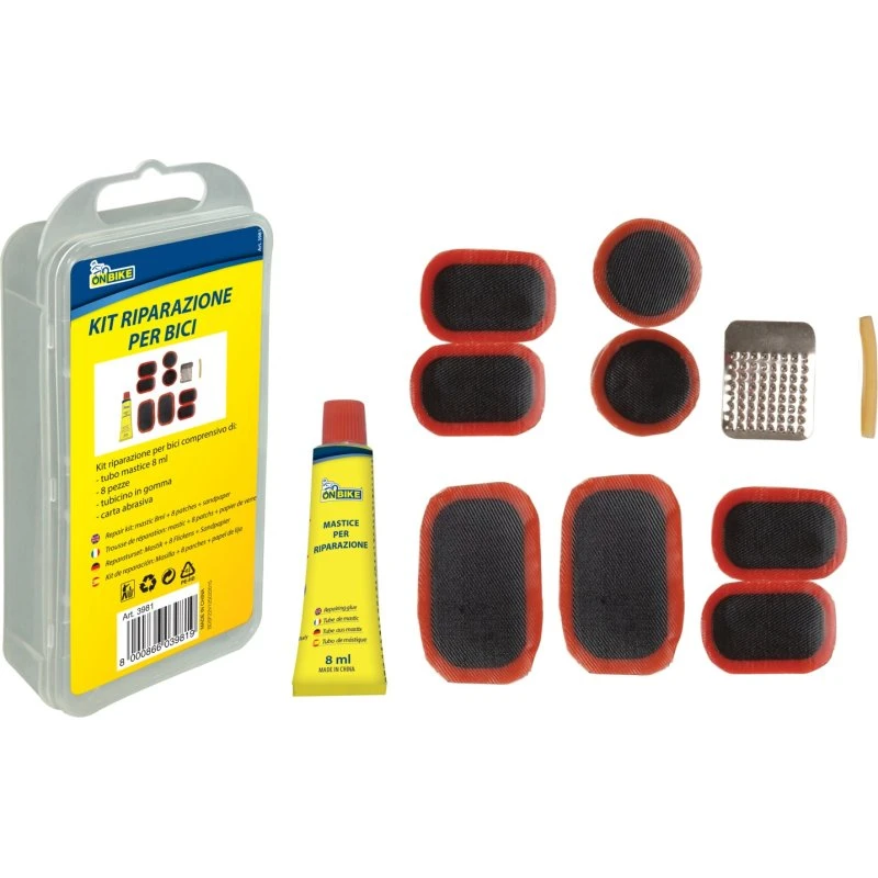 Kit Riparazione Bici con Mastice e 8 Pezze