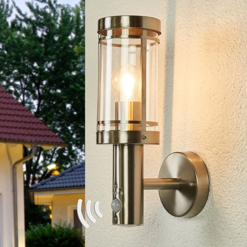 Lindby Djori Applique da Parete Esterna con Sensore in Acciaio