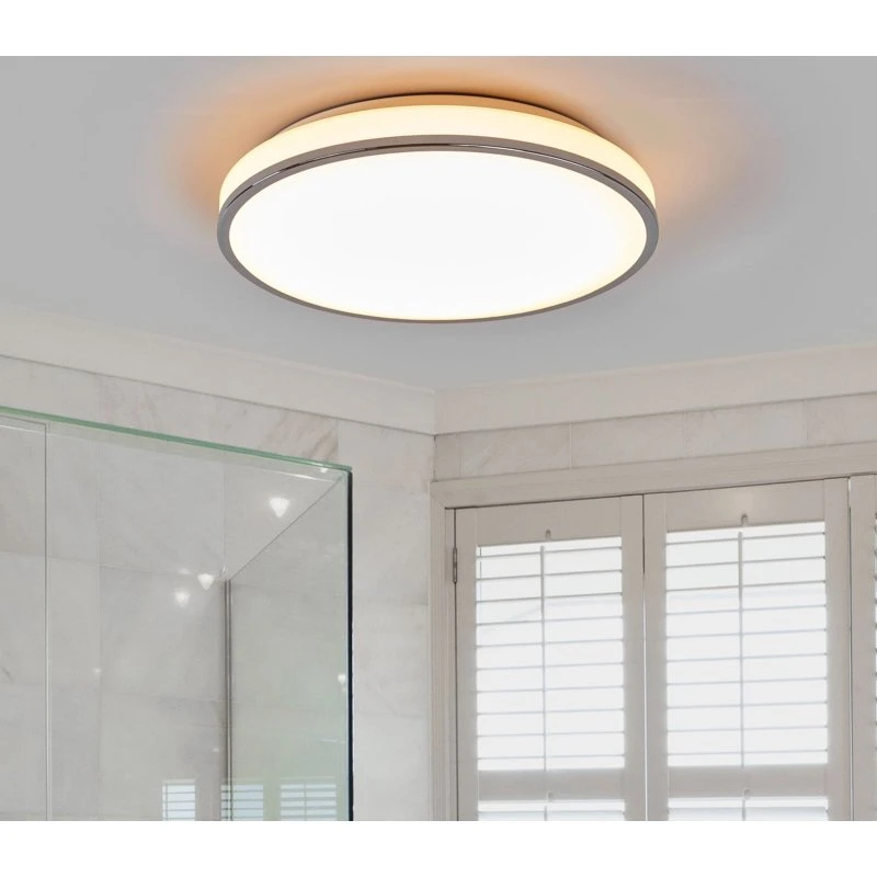 Lindby Lyss Plafoniera LED Bianca e Cromo IP44