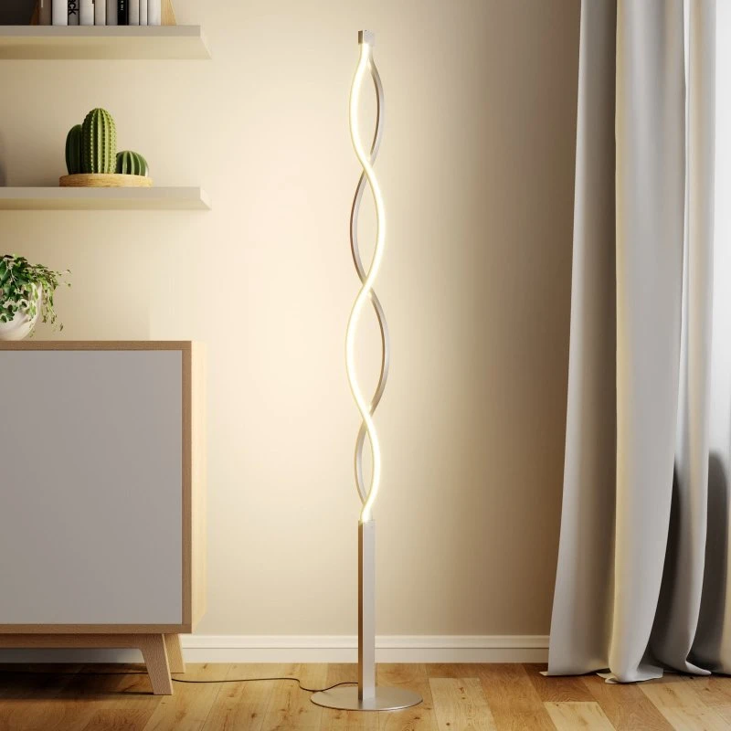 Auron Lindby Piantana LED Nichel e Bianco con Dimmer Touch