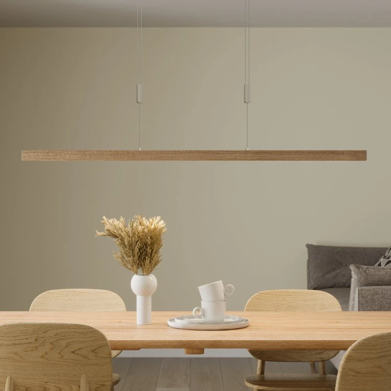 Quitani Lampada LED a sospensione Nora, rovere naturale, 118 cm