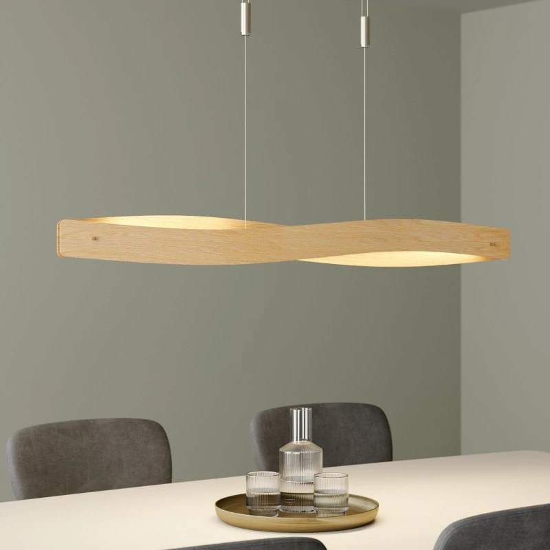 Lampada a sospensione Quitani LED Lian, rovere/naturale