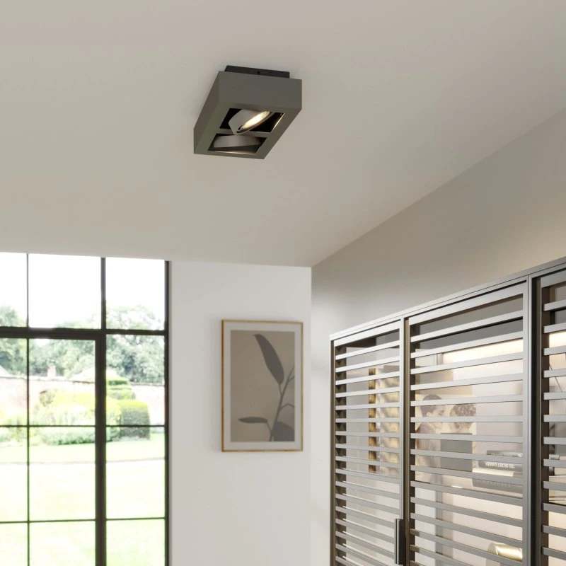 Arcchio Faretto da soffitto Ronka 2 luci, 34 cm, grigio, GU10