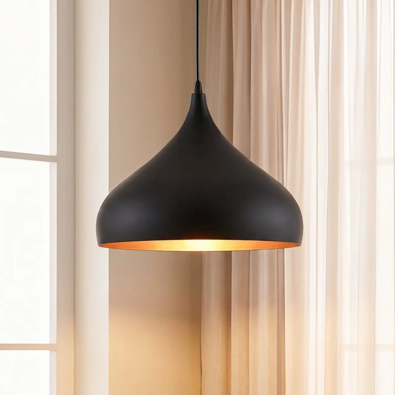 Lindby Lampada a Sospensione Ritana Nero-Oro Ø 31 cm