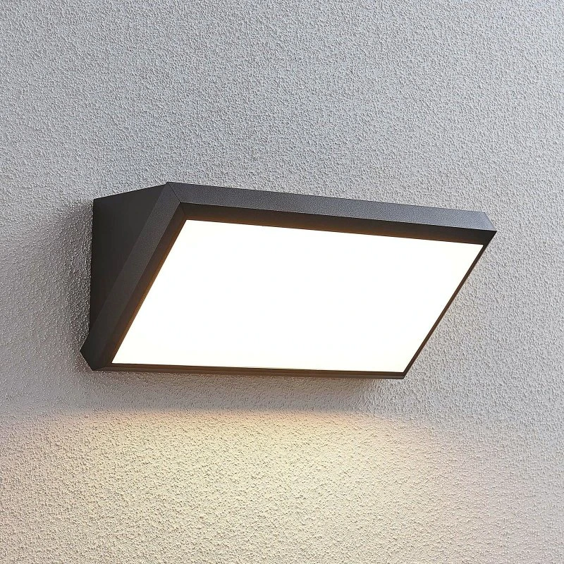 Lindby Abby Applique da Parete Esterna con Sensore - Grigio Scuro