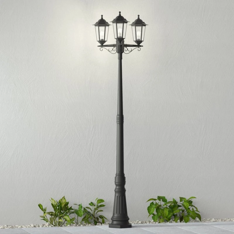 Lindby Nane Lampada da Giardino Nera, 3 Luci, Stile Nostalgico