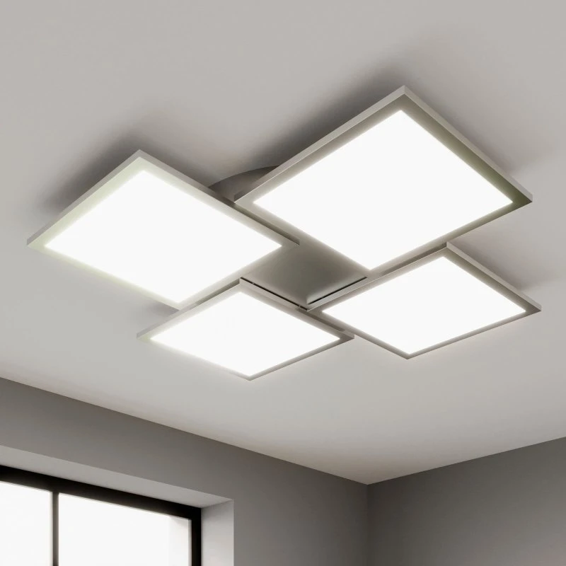 Lucande Plafoniera LED Ilira, 4 Luci, Argento, Dimmerabile