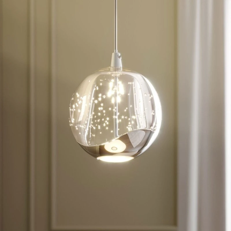 Lucande Lampada a Sospensione Hayley Ø9 Chiaro/Cromato