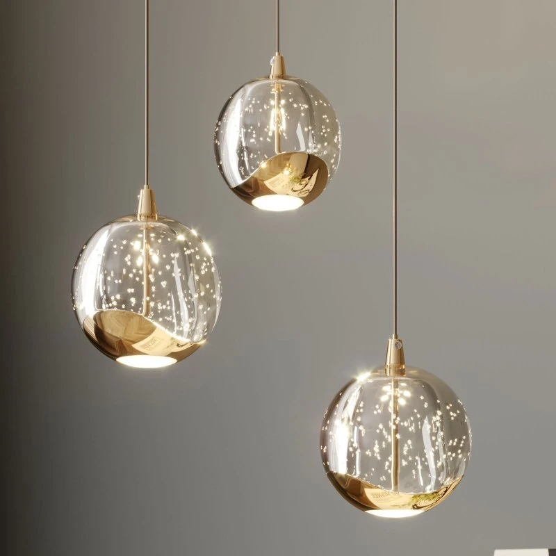 Lucande Lampada a Sospensione Hayley 3 Luci Vetro e Oro