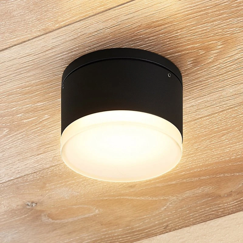 Plafoniera da esterno LED Lindby Mathea Round, grigio scuro