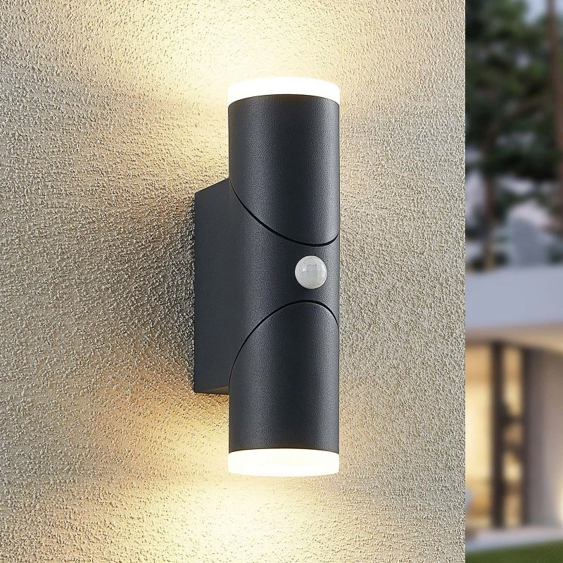 Lindby Aspyn Applique da Esterno con Sensore - Grigio Scuro