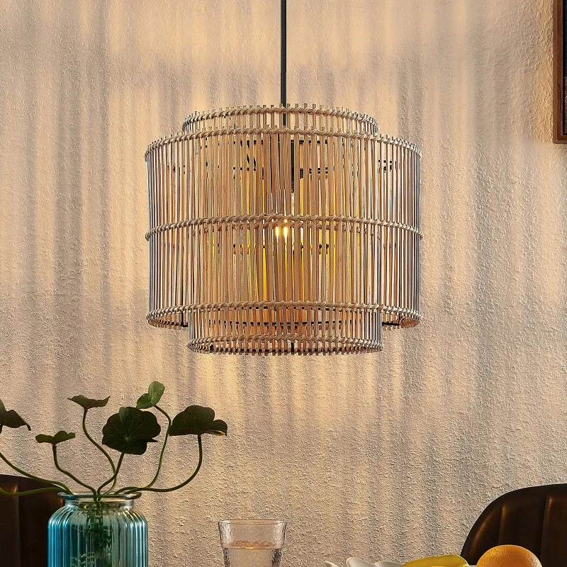 Lampada a Sospensione Bridga Lindby in Bambù - Boho Style