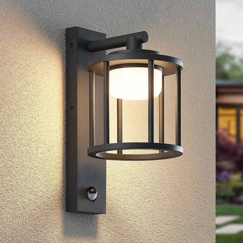 Lucande Berenike Applique da Parete Esterna con Sensore - Grigio Scuro