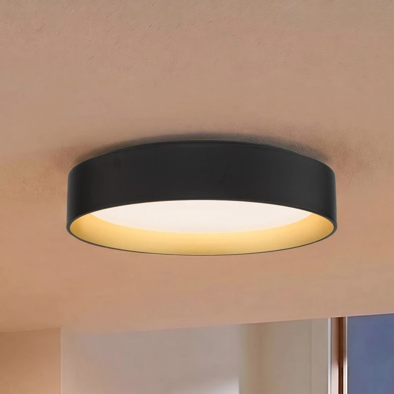 Plafoniera Lindby Gracjan Nera e Oro con LED Integrato