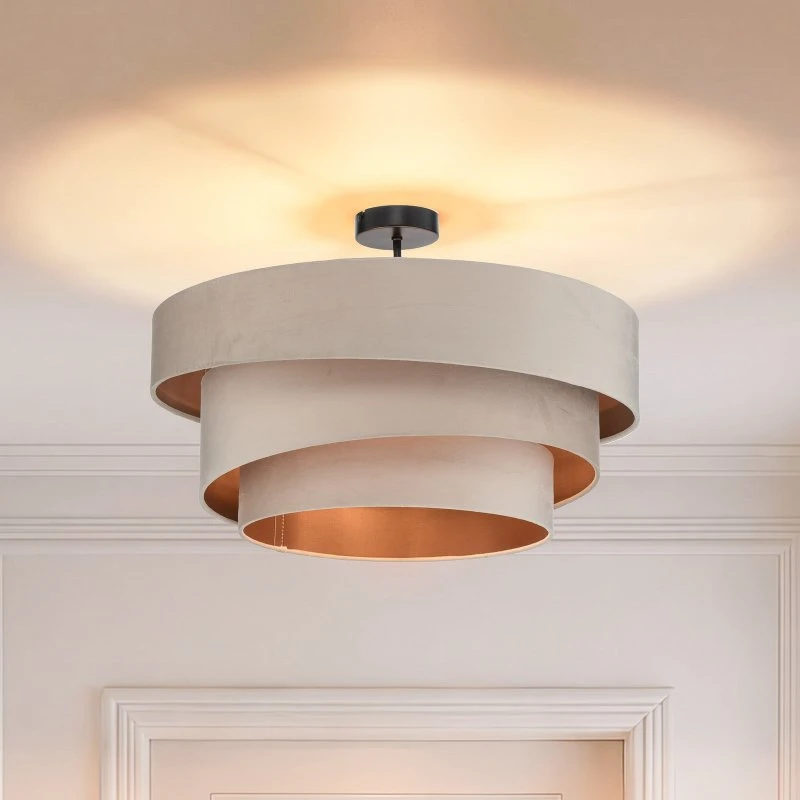 Plafoniera Lindby Jusari Color Crema in Tessuto Ø 56 cm