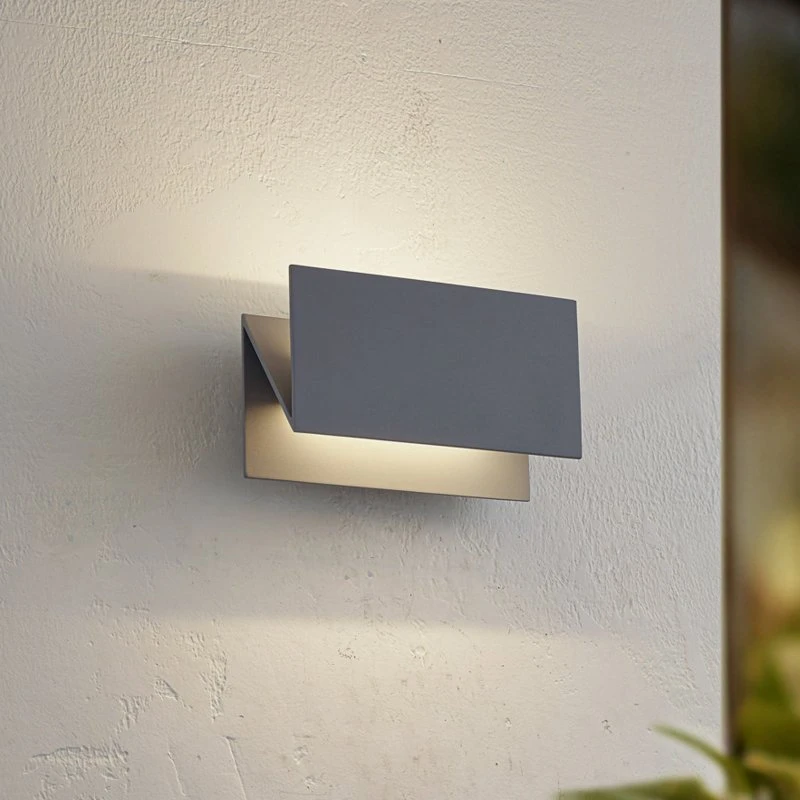 Lucande Applique da esterni LED Meja, Grigia, Alluminio, 27 cm