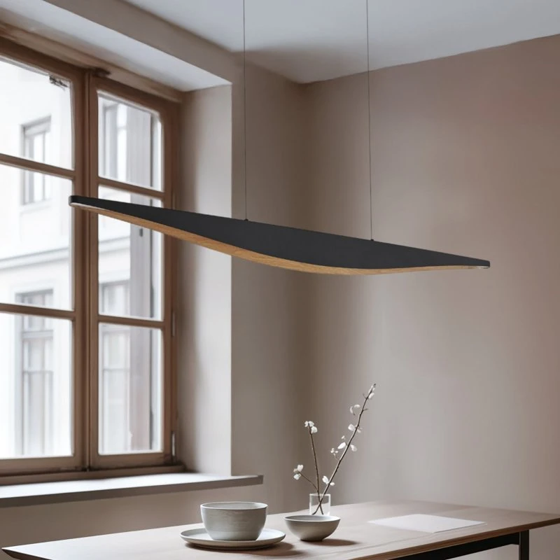 Lucande Lampada LED a sospensione Clavit, nera, 140 cm, dimmerabile