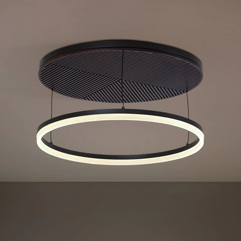 Lucande Orven Plafoniera LED Ø 50 cm Dimmerabile Nero e Legno