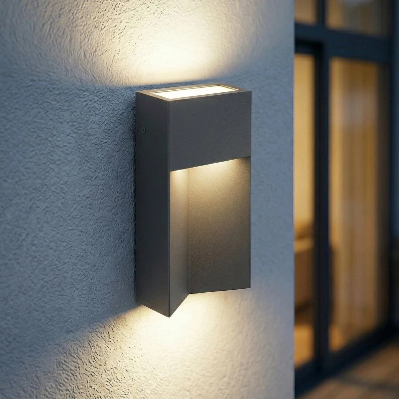 Lucande Applique da esterni LED Kaholo CCT, nera, angolare