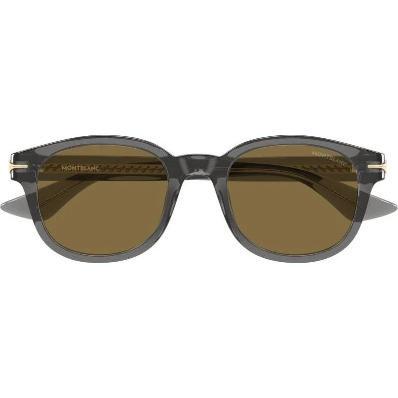 Montblanc MB0435S Occhiali da Sole Uomo Rotondi Grigio e Marrone