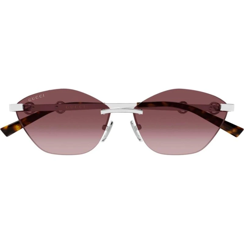 Gucci GG2050S Occhiali da Sole Cat-Eye Argento con Lenti Rosse
