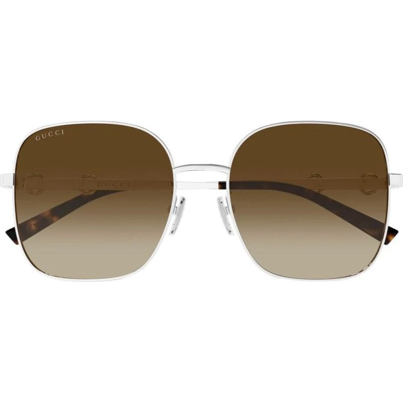 Gucci GG2053S Occhiali da Sole Donna Argento Marrone Squadrati 58mm