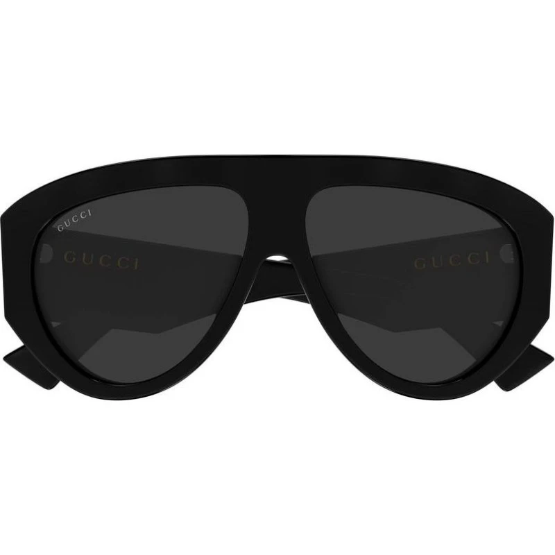 Gucci GG2128S Occhiali da Sole Uomo Pilot Nero e Grigio 58mm