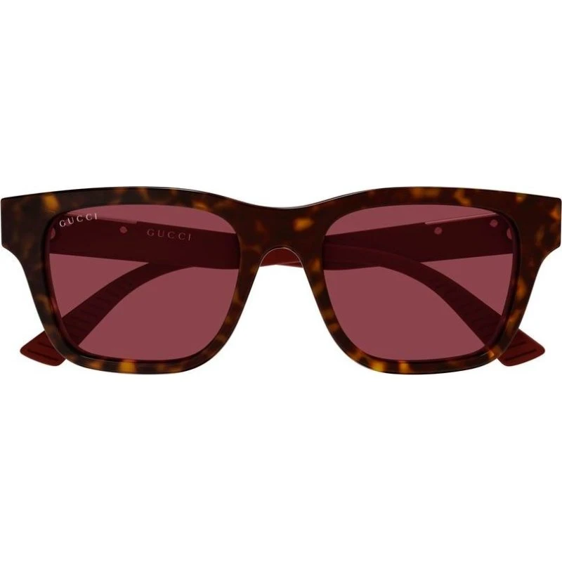 Gucci GG2089S Occhiali da Sole Uomo Squadrati Avana e Rosso 52mm