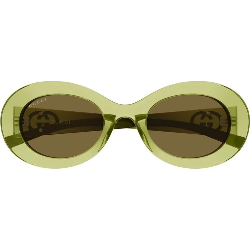 Gucci GG2026S Occhiali da Sole Donna Verde e Marrone Rotondi 51mm