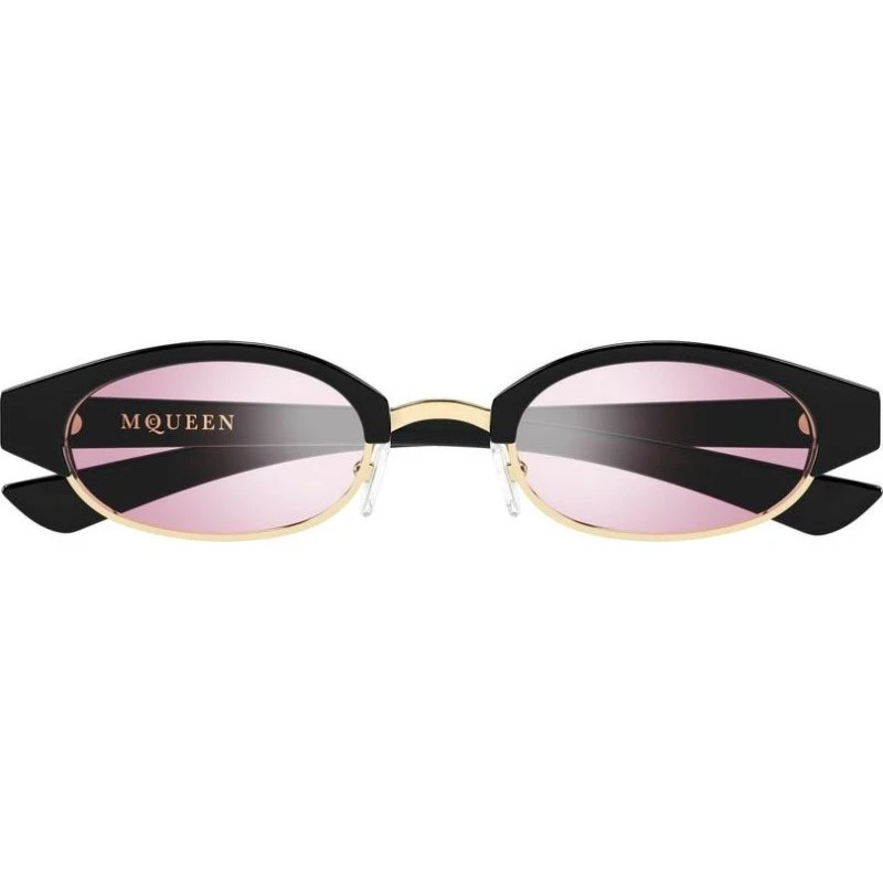 Alexander McQueen AM0534S Occhiali da Sole Tondi Nero Rosa 48mm