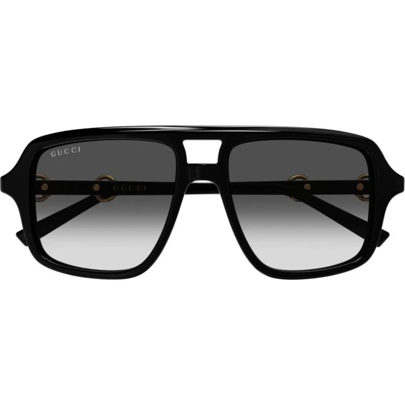 Gucci GG2052S Occhiali da Sole Donna Pilot Nero e Grigio 55mm