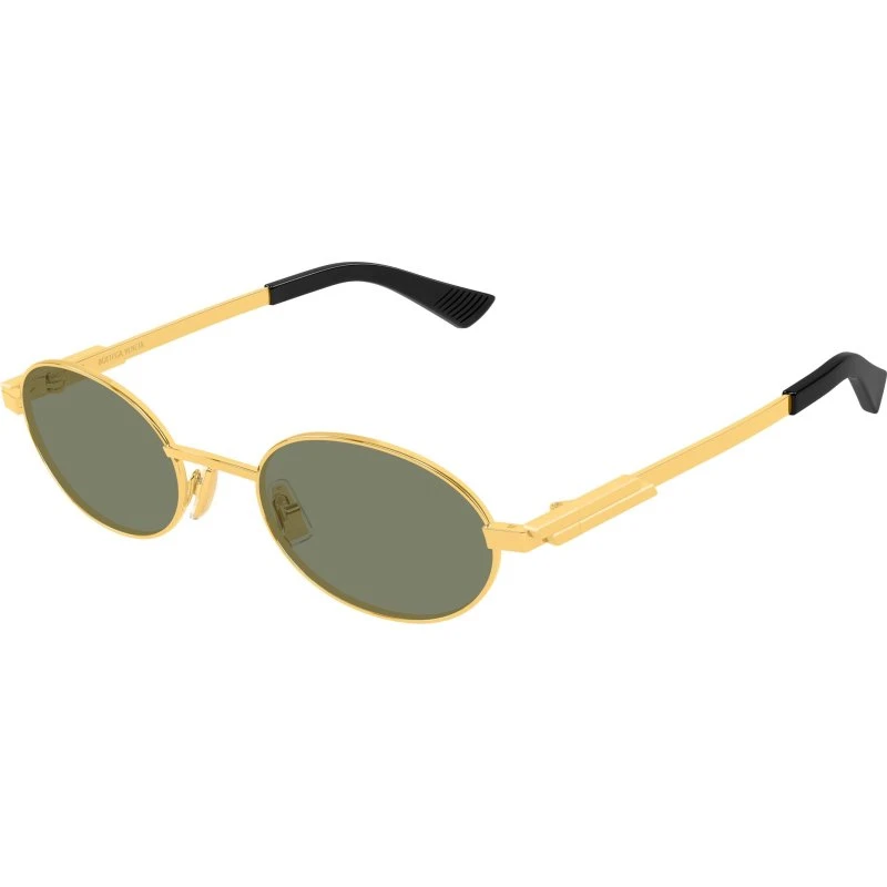 Bottega Veneta BV1470S 004 Occhiali da Sole Rotondi Oro e Verde