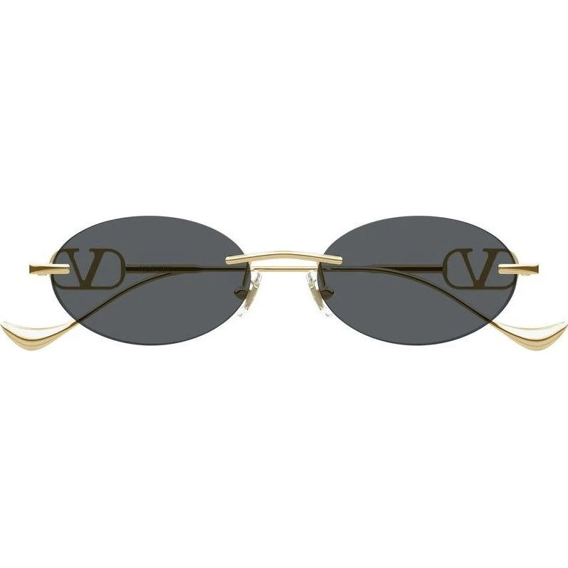 Valentino VG0032S Occhiali da Sole Ovali Oro e Grigio 53mm