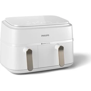 Philips Friggitrice ad Aria Calda NA353/10 Doppio Cestello 9L Champagne/Bianco