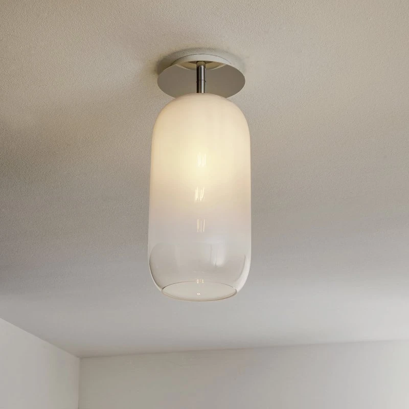 Artemide Gople Plafoniera in Vetro Soffiato Bianco