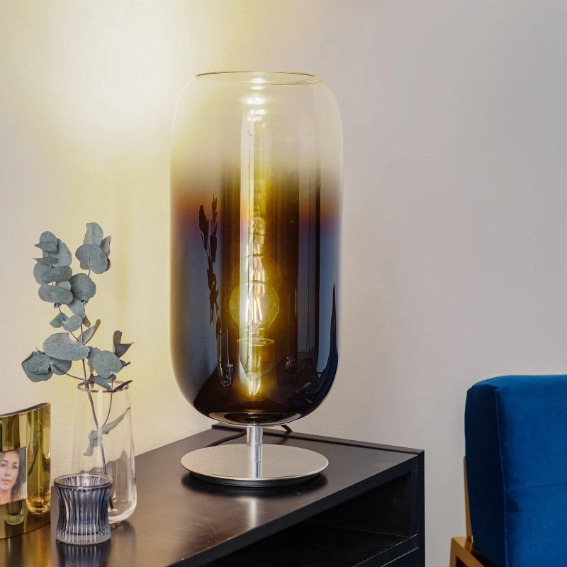 Artemide Gople Lampada da Tavolo Vetro Blu e Argento
