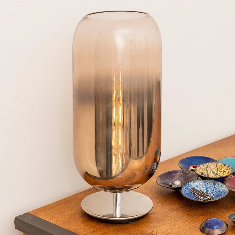 Artemide Gople Lampada da Tavolo in Vetro Bronze/Argento