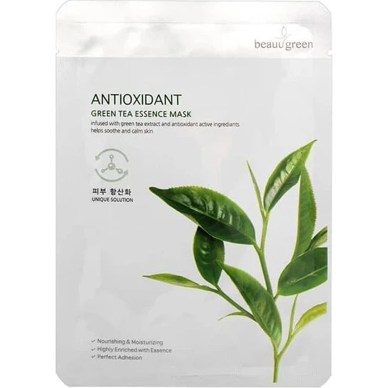 Beauugreen Maschera in Fogli all'Essenza di Tè Verde Antiossidante 23g