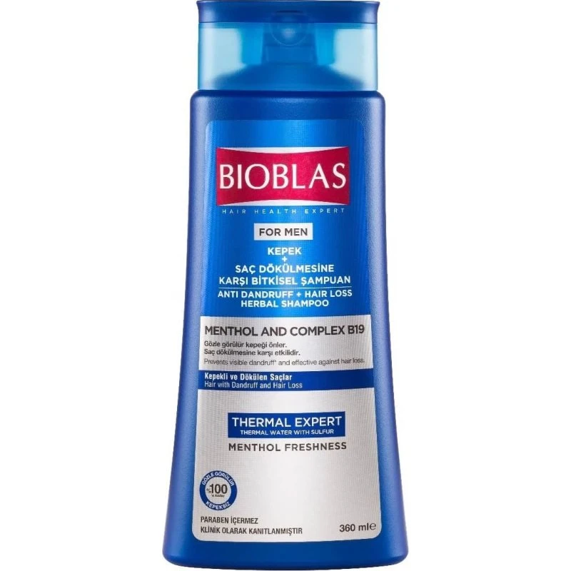 Bioblas Shampoo Antiforfora e Anticaduta Mentolo+Complex B19, 360 ml
