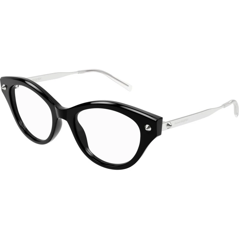 Alexander McQueen AM0485O 001 Montatura Cat Eye in Acetato Nero