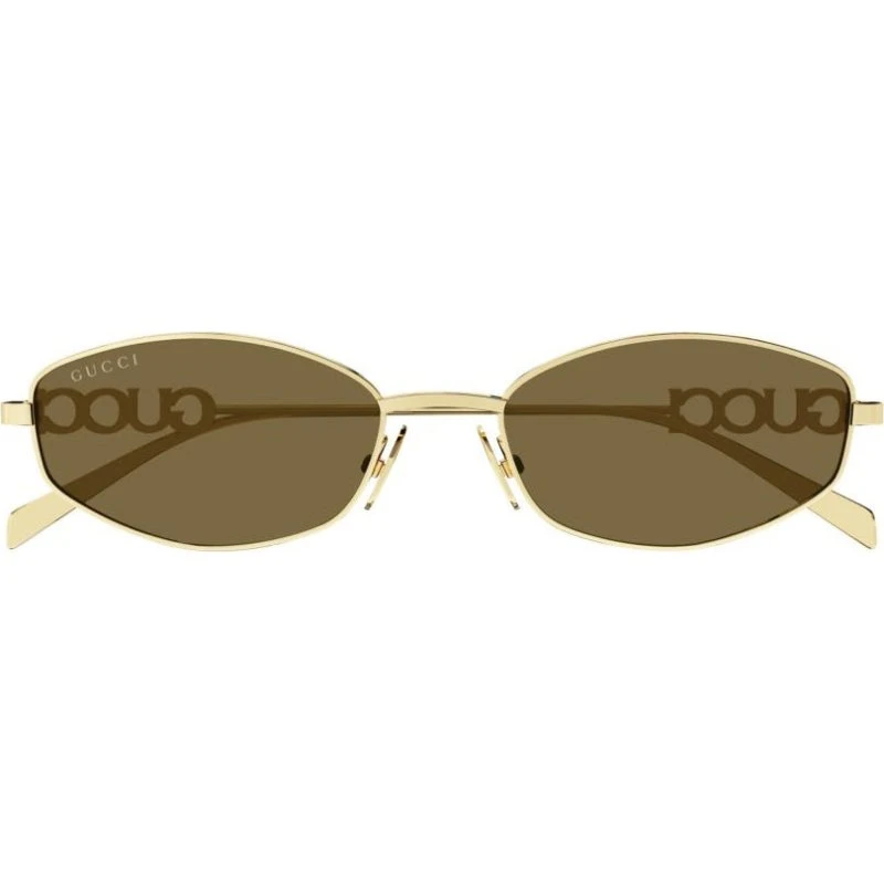Gucci GG1802S Occhiali da Sole Donna Oro e Marrone Rotondi