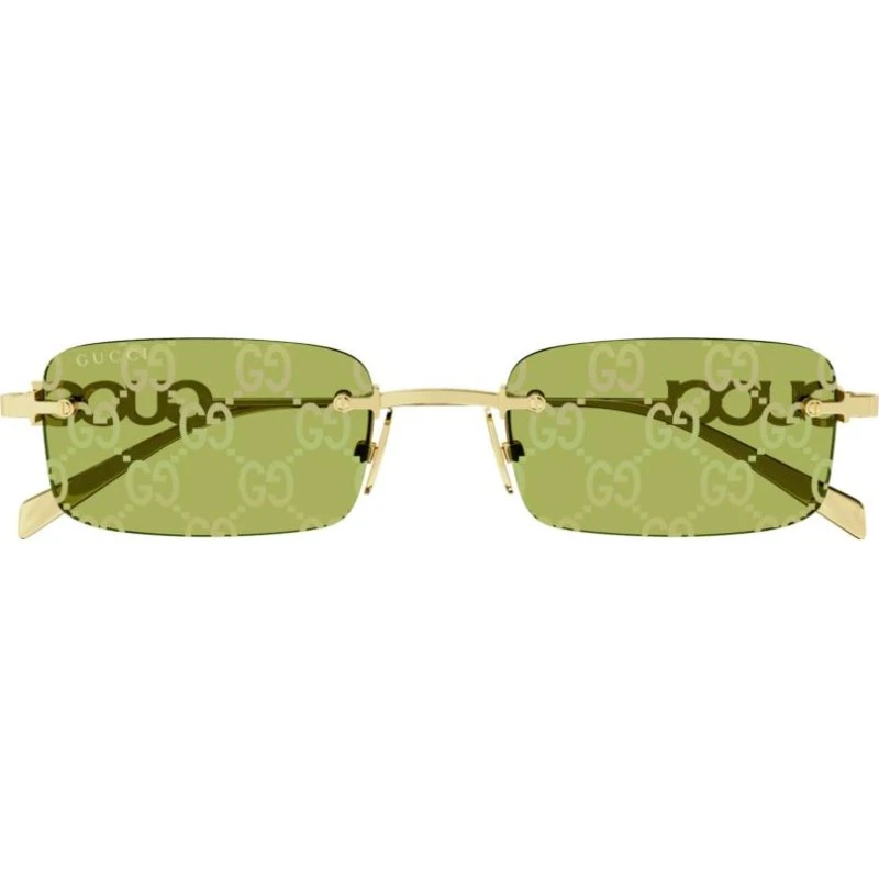 Gucci GG1808S Occhiali da Sole Quadrati Oro e Verde 52mm