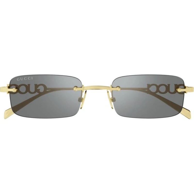 Gucci GG1808S Occhiali da Sole Uomo Squadrati Oro e Grigio 52mm