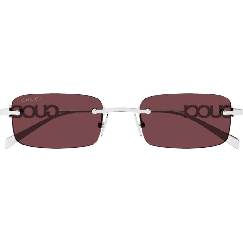 Gucci GG1808S Occhiali da Sole Uomo Argento con Lenti Rosse