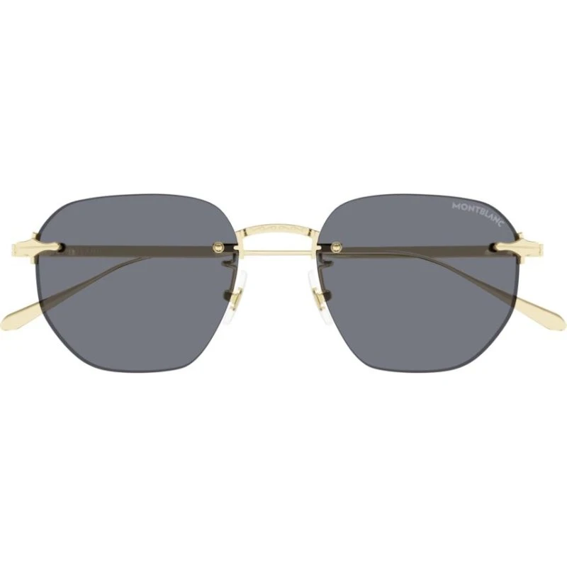 Montblanc MB0405S Occhiali da Sole Uomo Oro e Grigio Rotondi