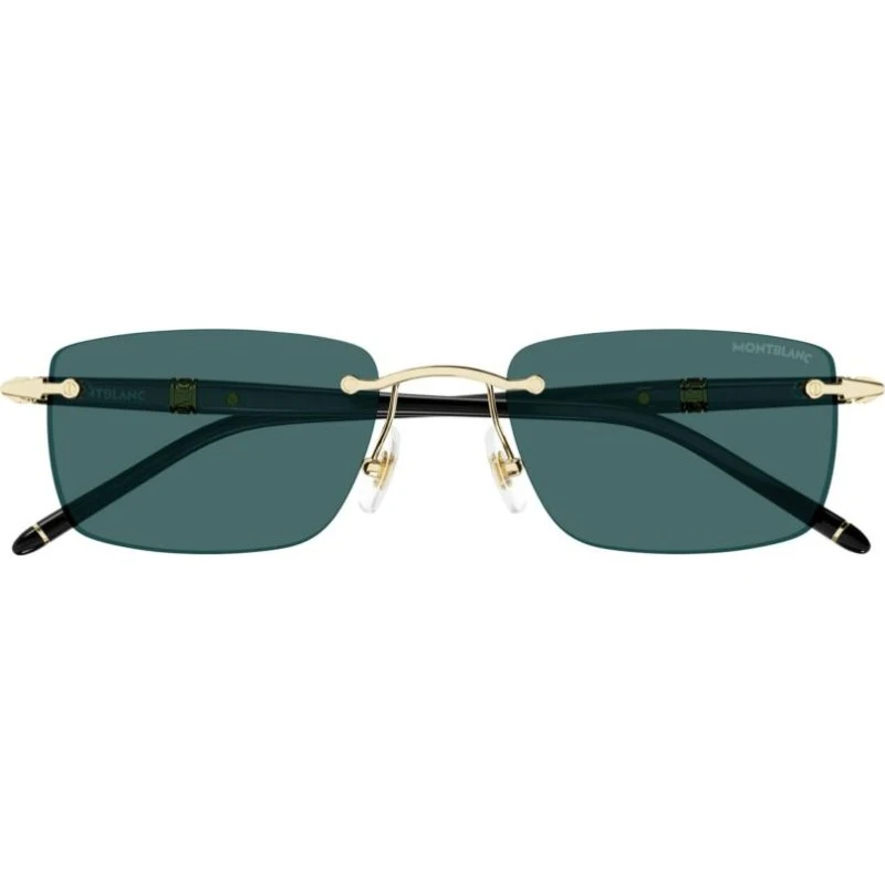 Montblanc MB0344S Occhiali da Sole Uomo Squadrati Oro e Verde 54mm