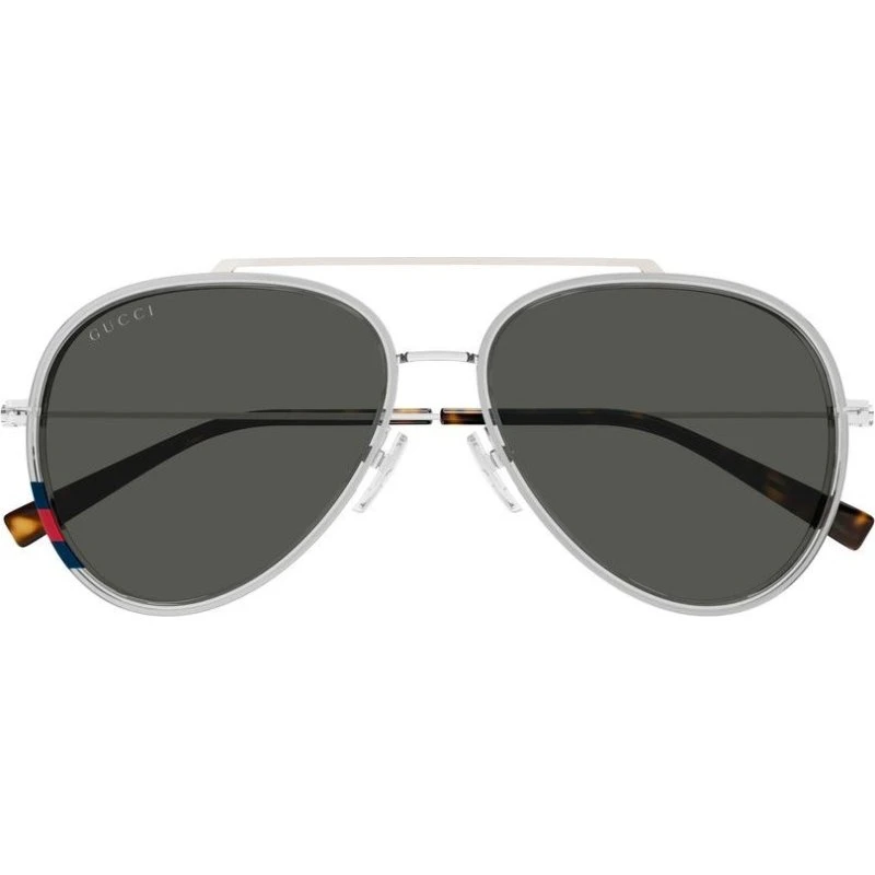 Gucci GG1981S Occhiali da Sole Pilot Uomo Argento e Grigio 56mm