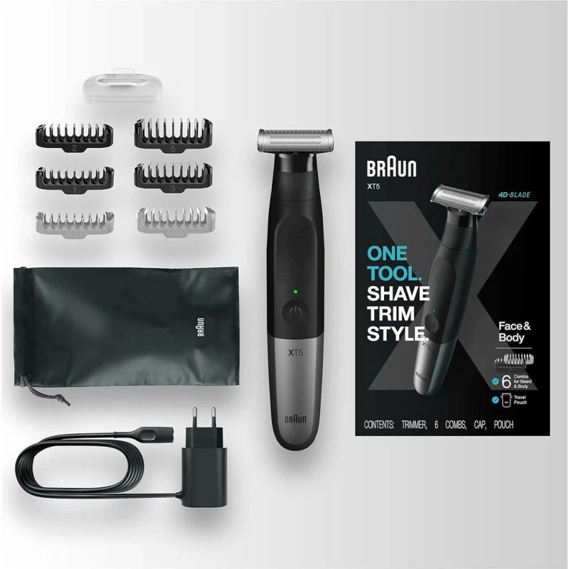 Braun Series XT5 5200 Grigio/Nero, Rasoio Elettrico Multifunzione