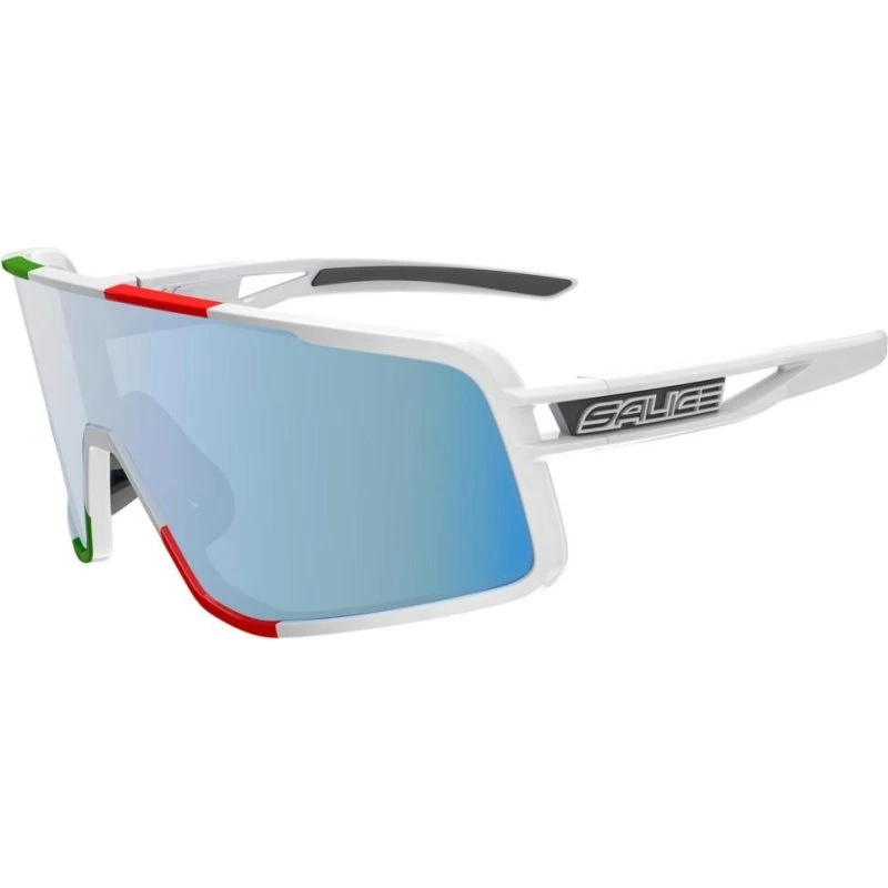 Salice 022 ITA Occhiali da Sole Unisex Bianco con Lenti Blu